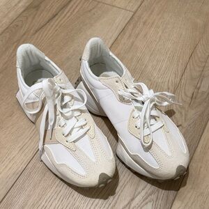 New Balance White and Cream Sneakers